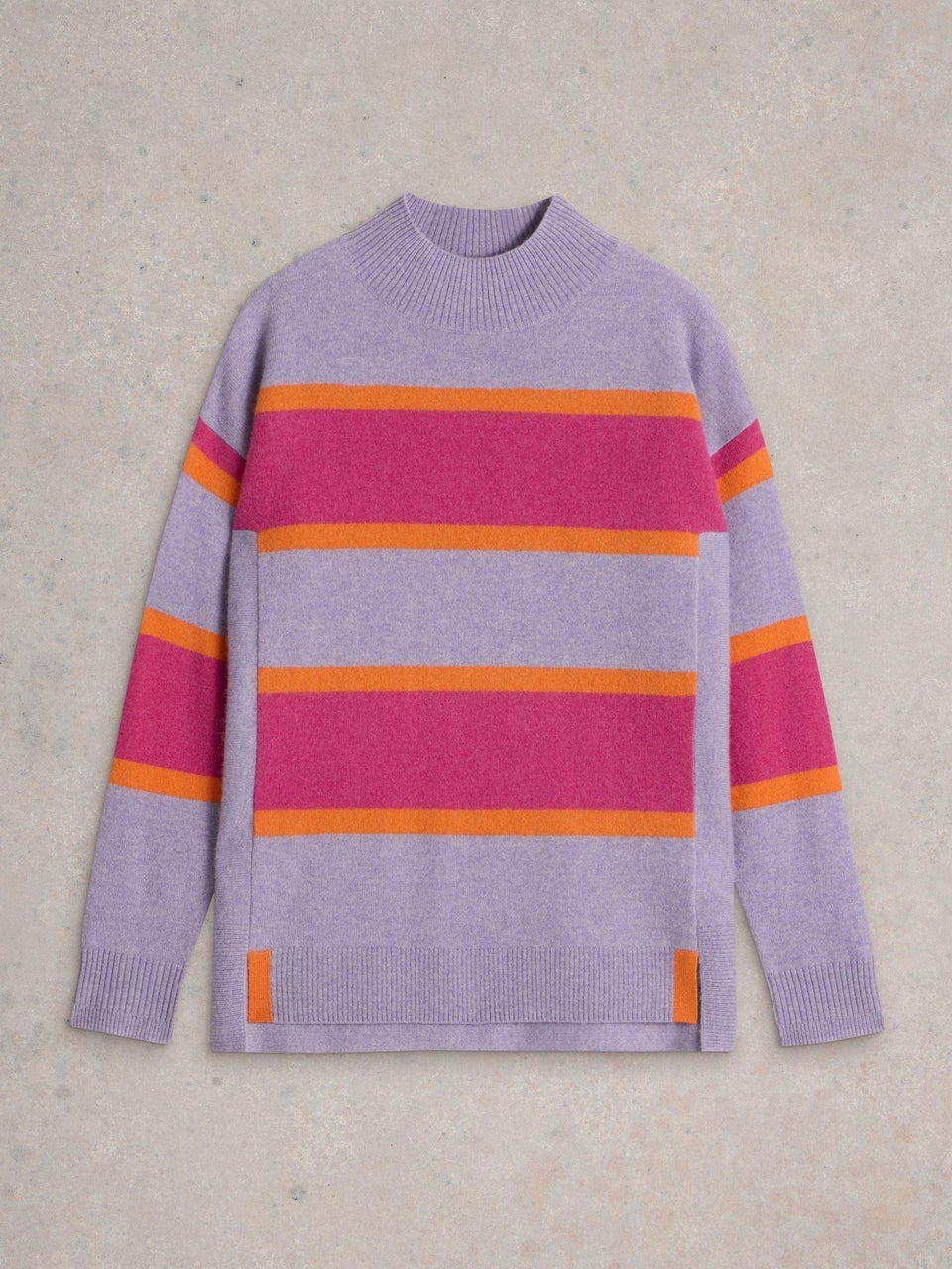 Gestreifter Kaschmirpullover Holly mit Stehkragen