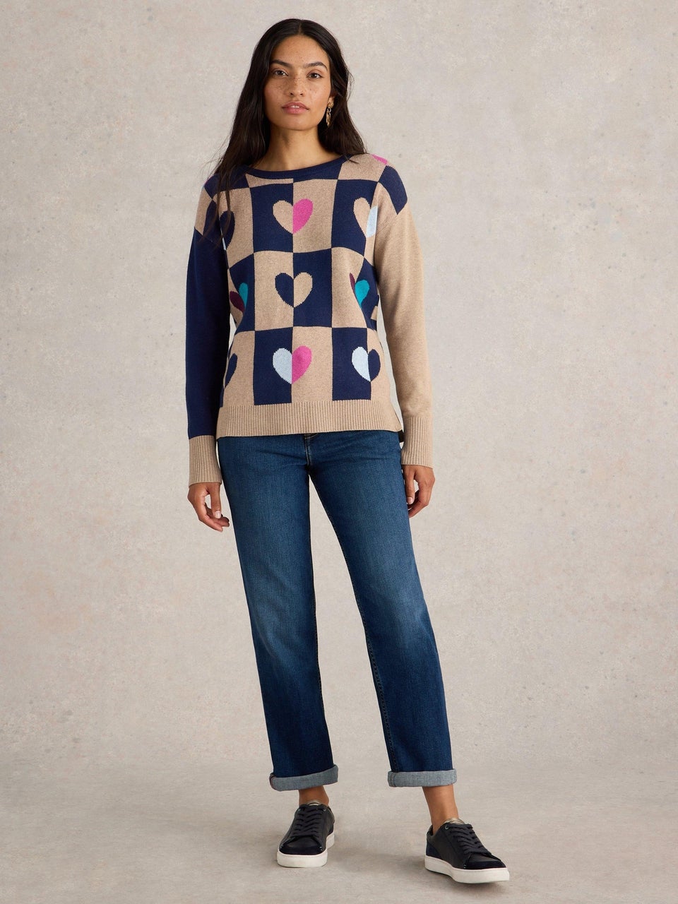 Pullover City mit Karo-Herz-Muster