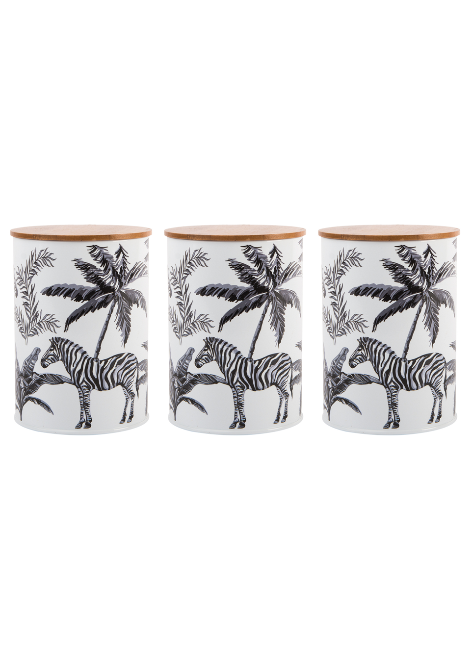 Summerhouse by Navigate Black & White Madagascar Canister Zebra (Set of 3)