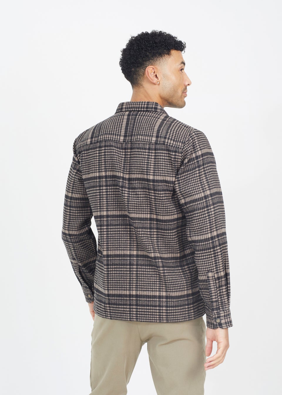 Brave Soul Black Cotton Blend Long Sleeve Check Shirt