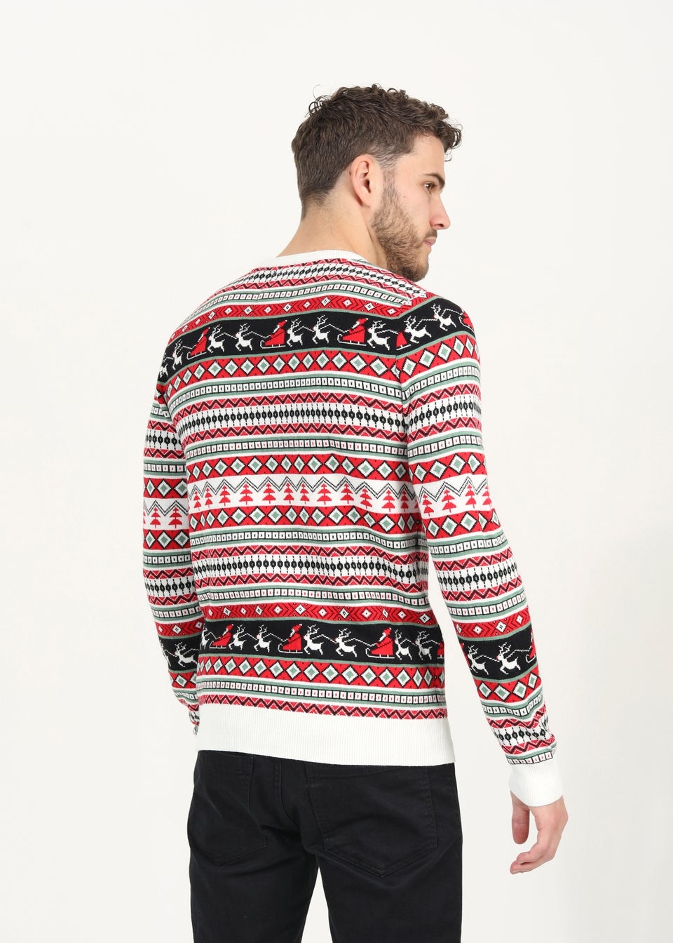 Brave Soul Ecru Crew Neck Fairisle Christmas Jumper