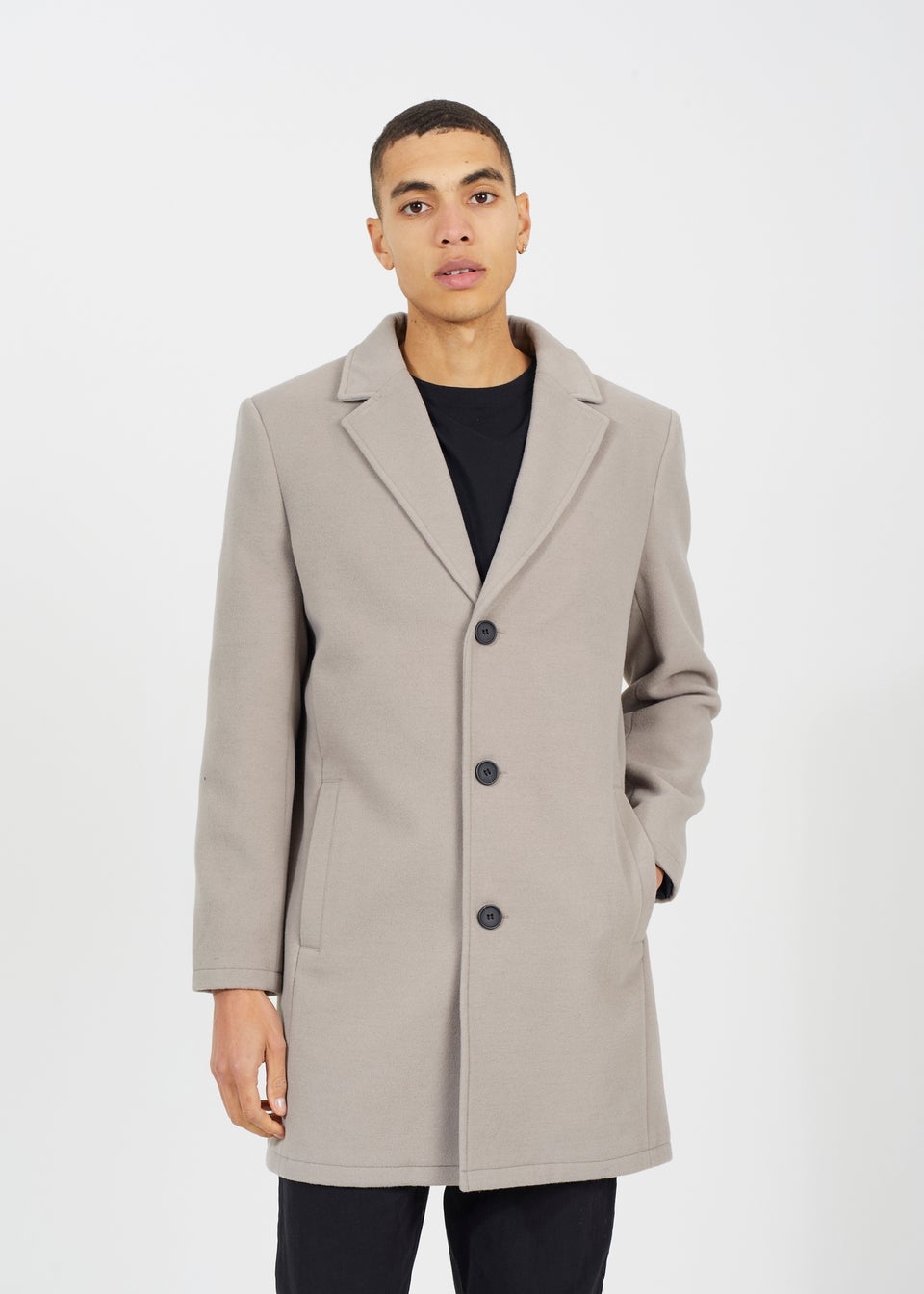 Brave Soul Beige Single Breasted Formal Coat Matalan