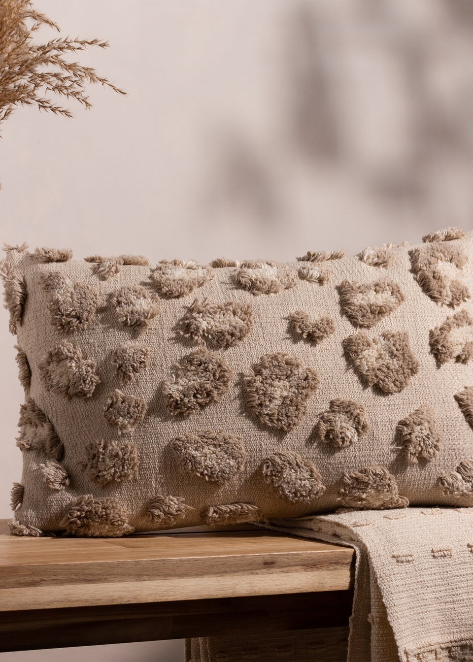 furn. Natural Maeve Tufted Cotton Filled Cushion (30cm x 50cm)