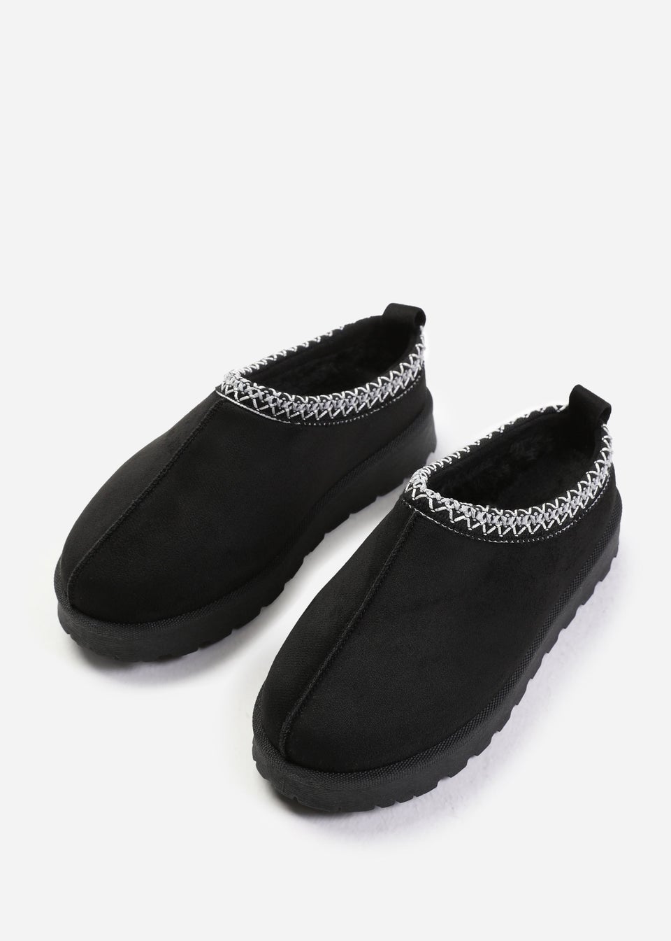 Where's That From Pine Black Faux-Suede Fur Lining Slipper Boots