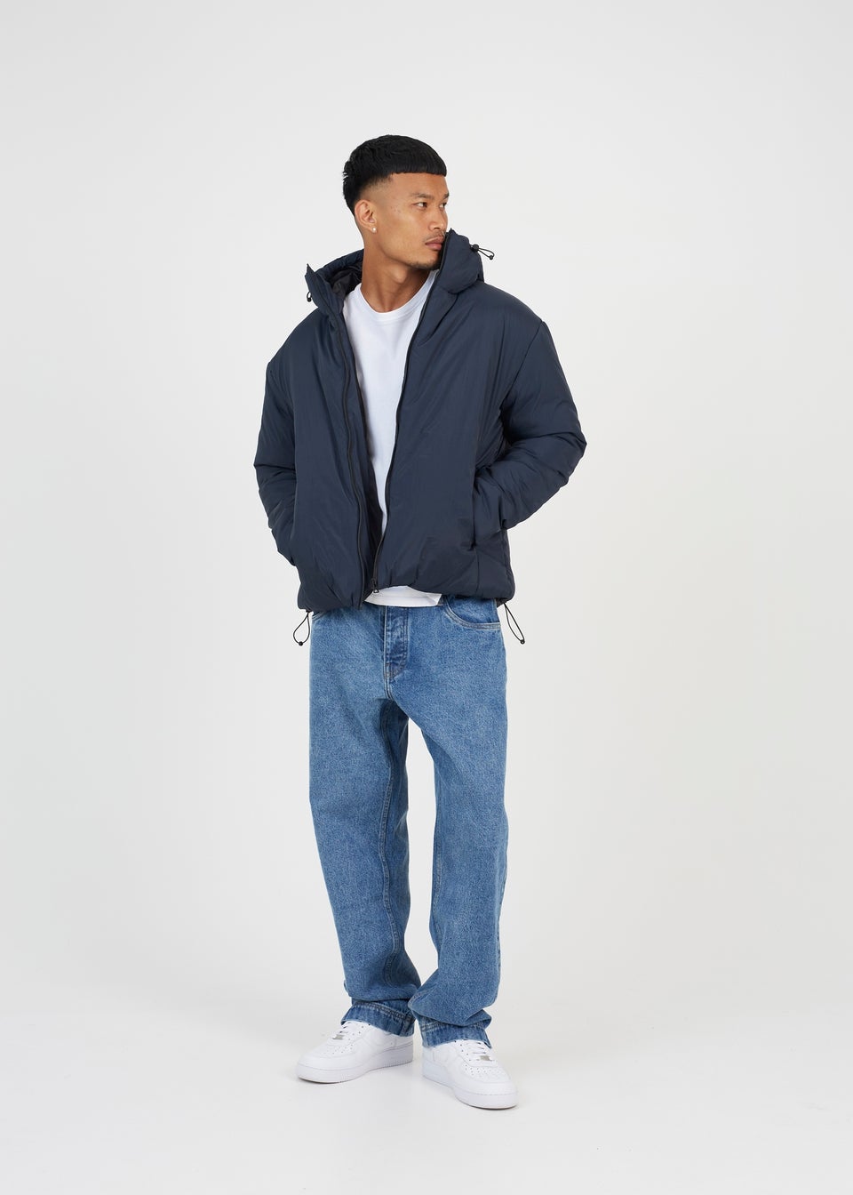 Brave Soul Navy Padded Hooded Jacket