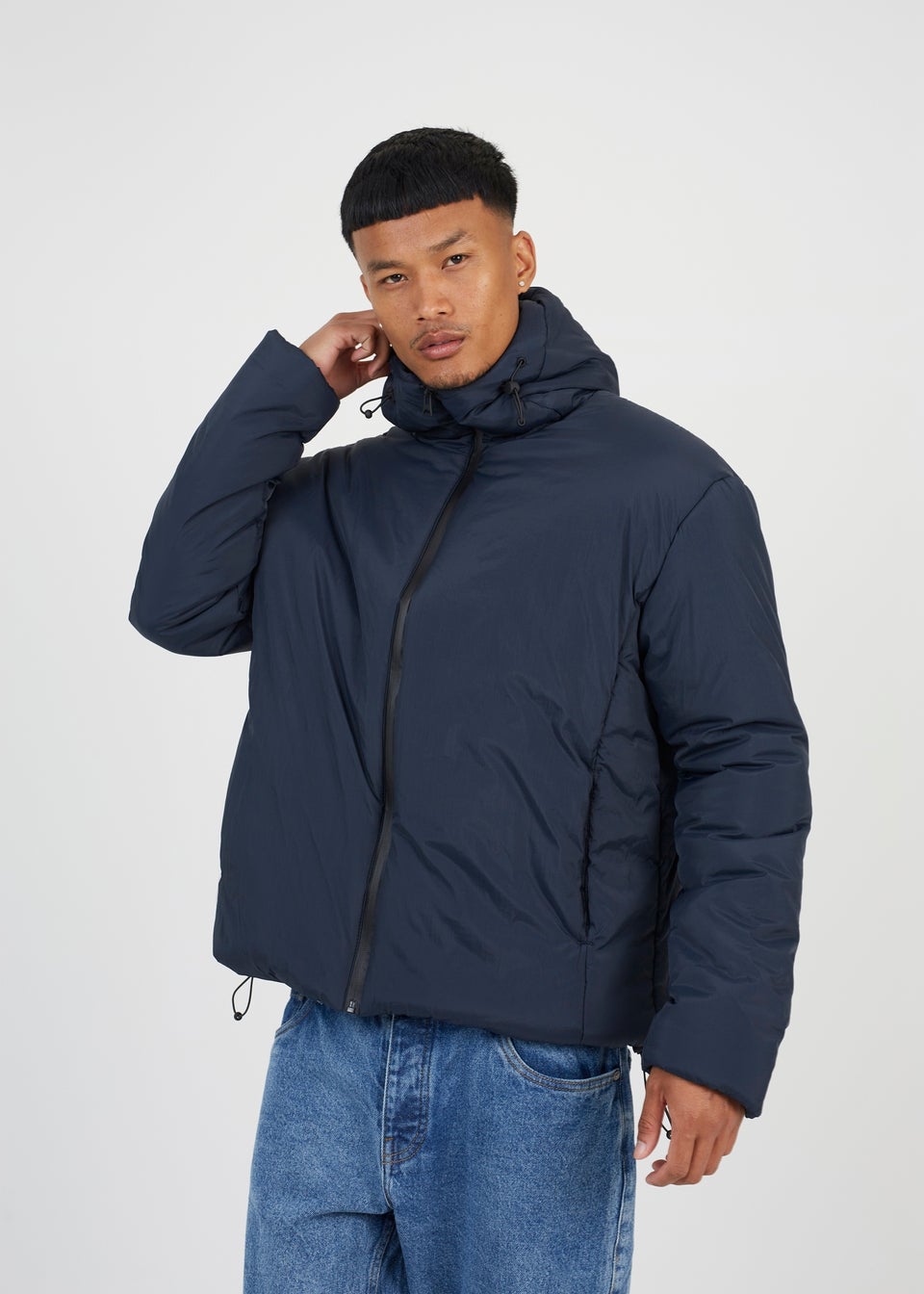 Brave soul navy padded jacket on sale