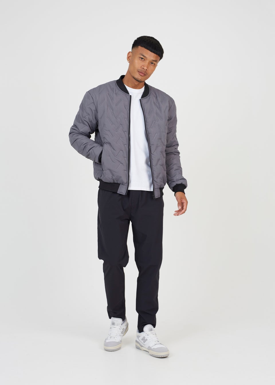 Brave Soul Grey Heat Seal Bomber Style Jacket