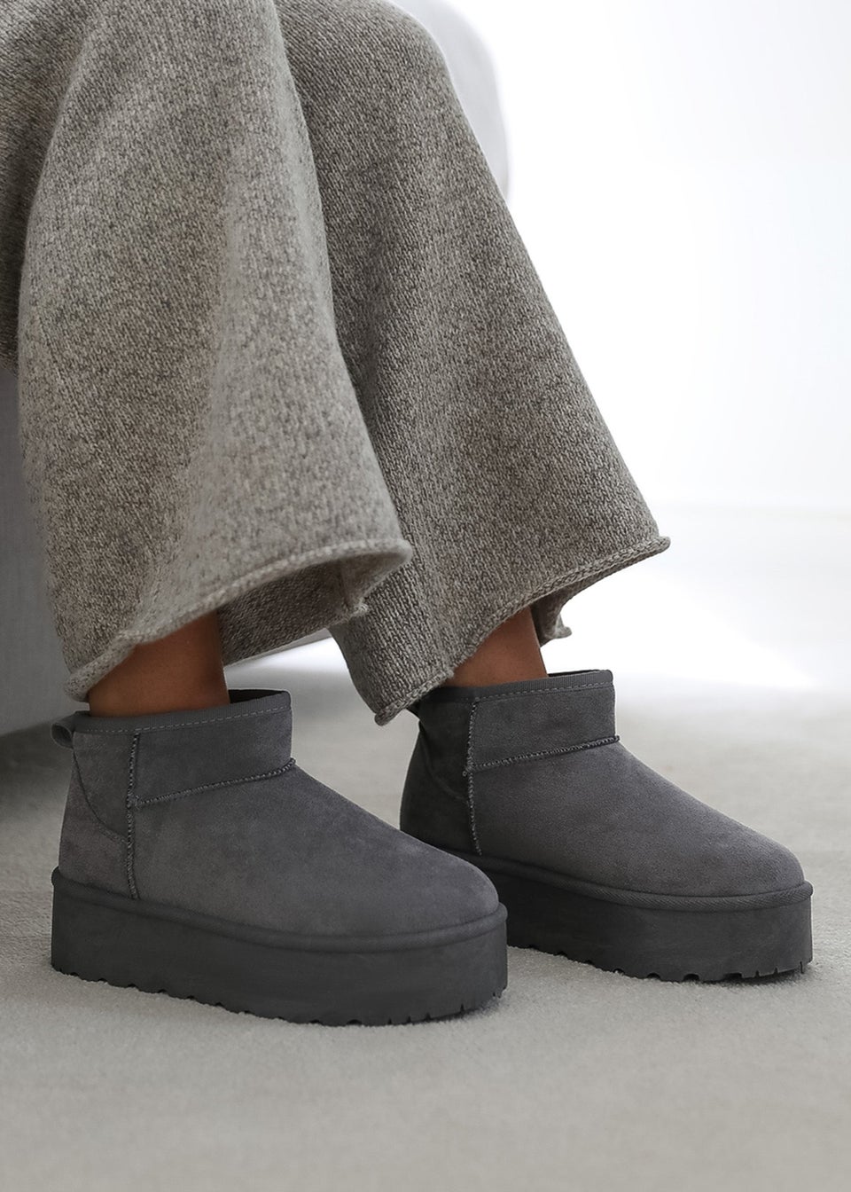 Where's That From Zyla Grey Suede Fur Lining Slipper Boots