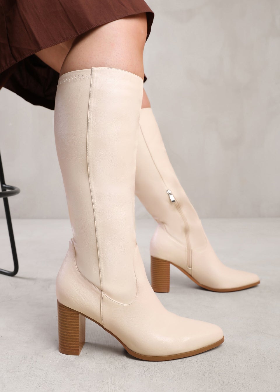 Where s That From Hawthorn Cream Stretch Wide Calf Knee High Boots Matalan
