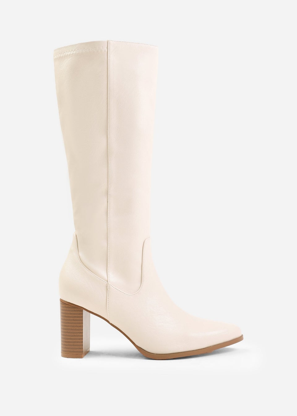 Where's That From Hawthorn Cream Block Heel Knee High Boots