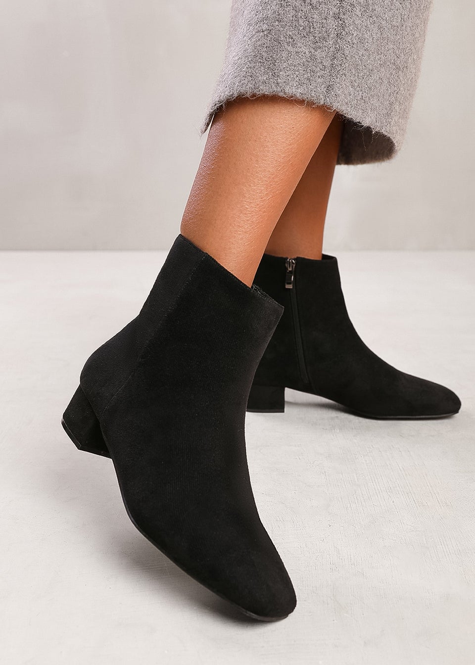 Wide fit black suede ankle boots on sale