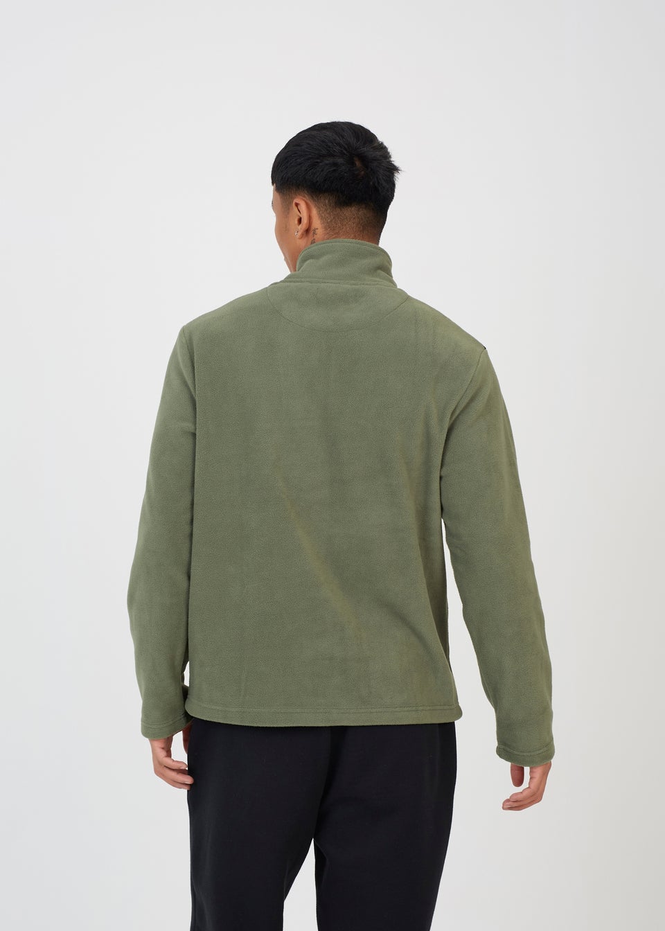 Brave Soul Khaki Quarter Zip Jumper with Contrast Panel