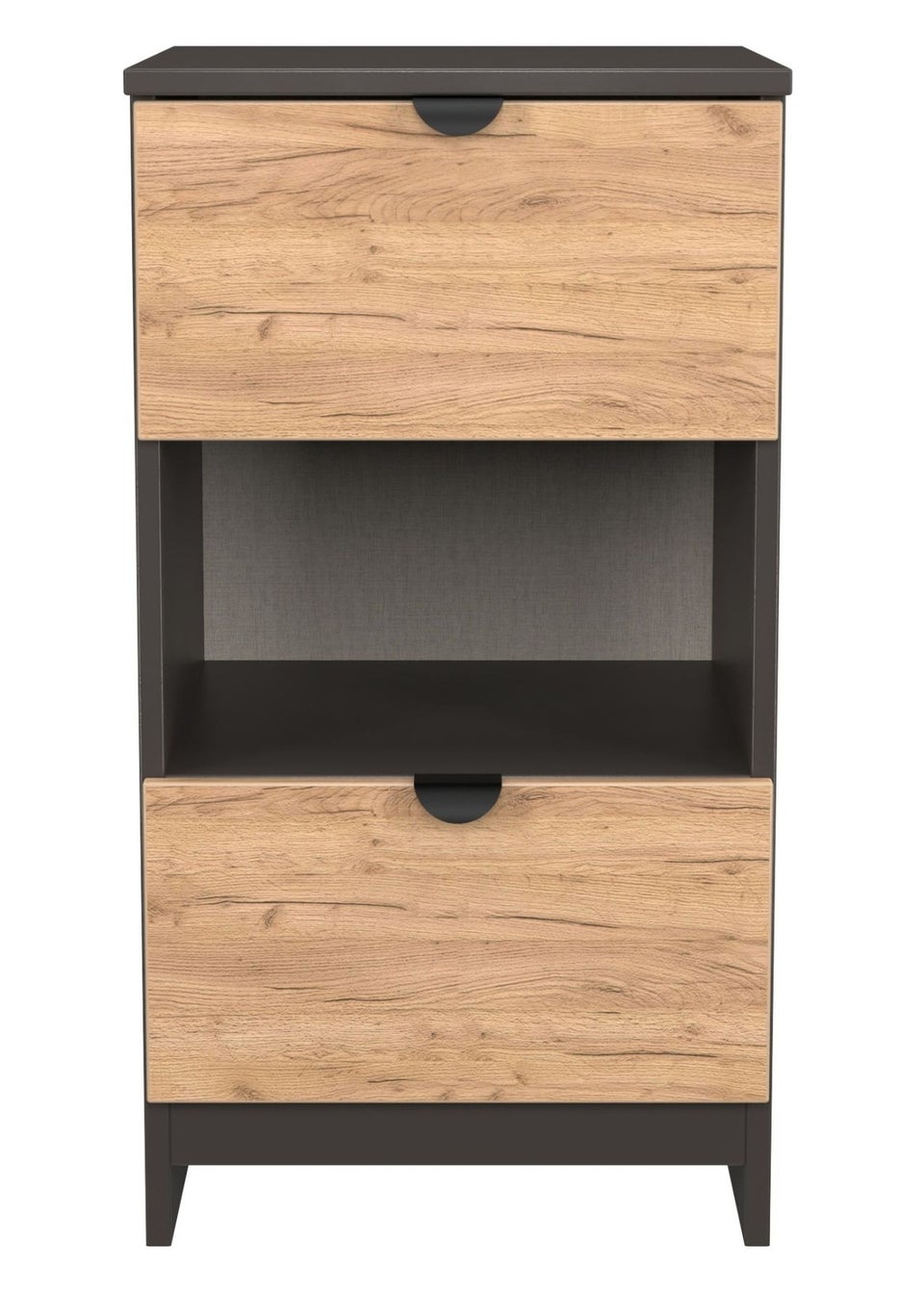 Swift Ready Assembled Arran 2 Drawer Open Shelf Bedside Cabinet