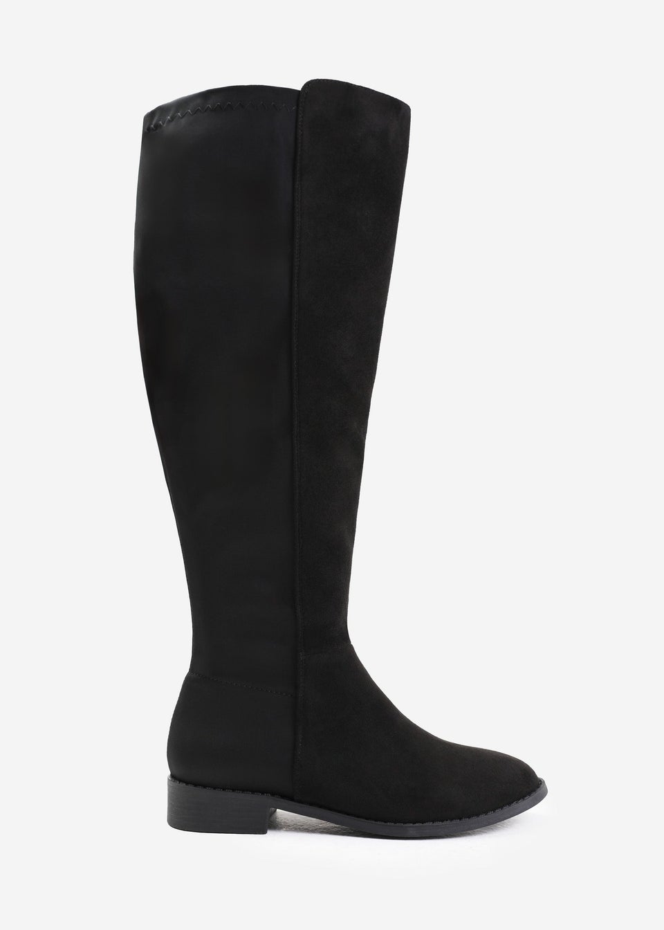 Where's That From Diem Black Suede Stretch Wide Calf Boots