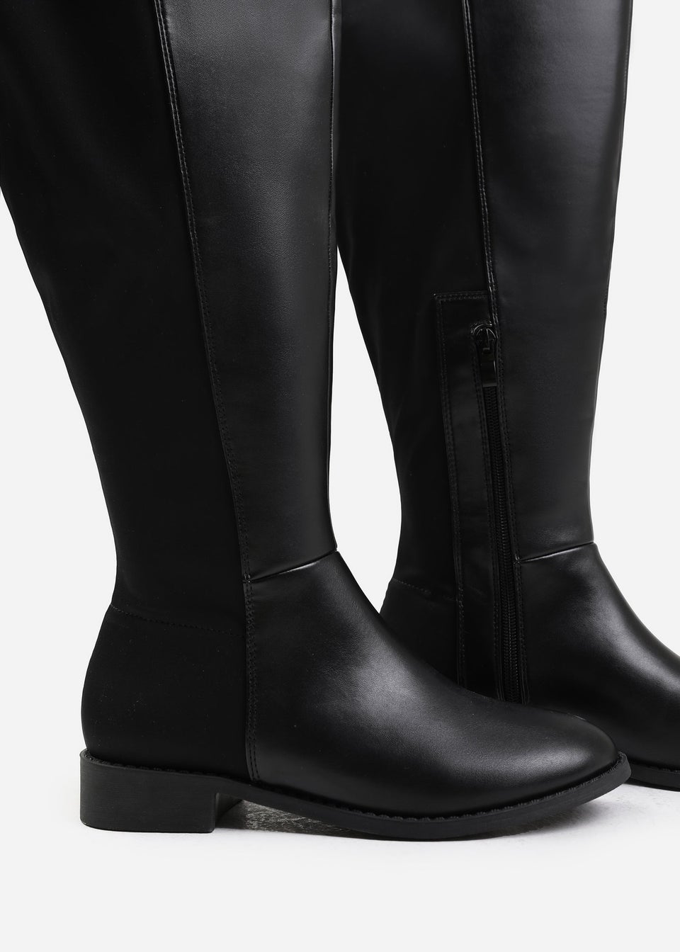 Where's That From Diem Black Pu Stretch Wide Calf Boots