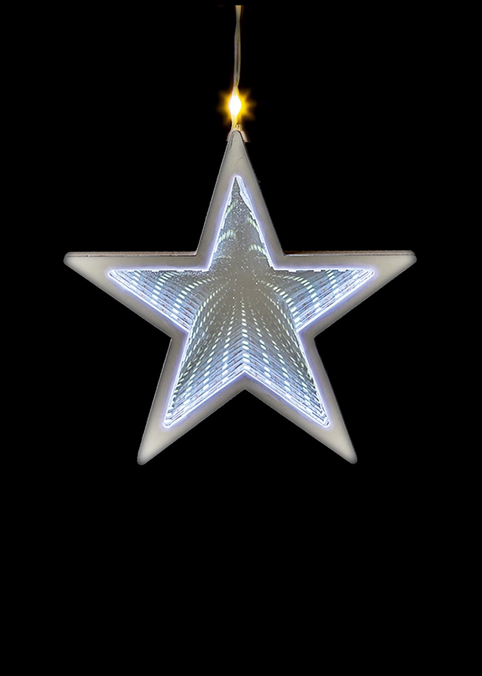 Premier Decorations Infinity Mirror Star Curtain Light with White and Warm White LEDs