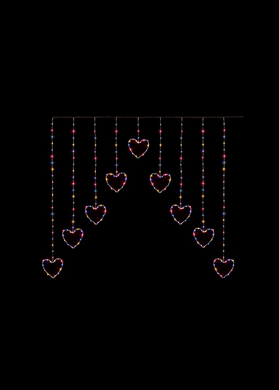 Premier Decorations 258 Rainbow LED Flexibrights Heart Curtain Light