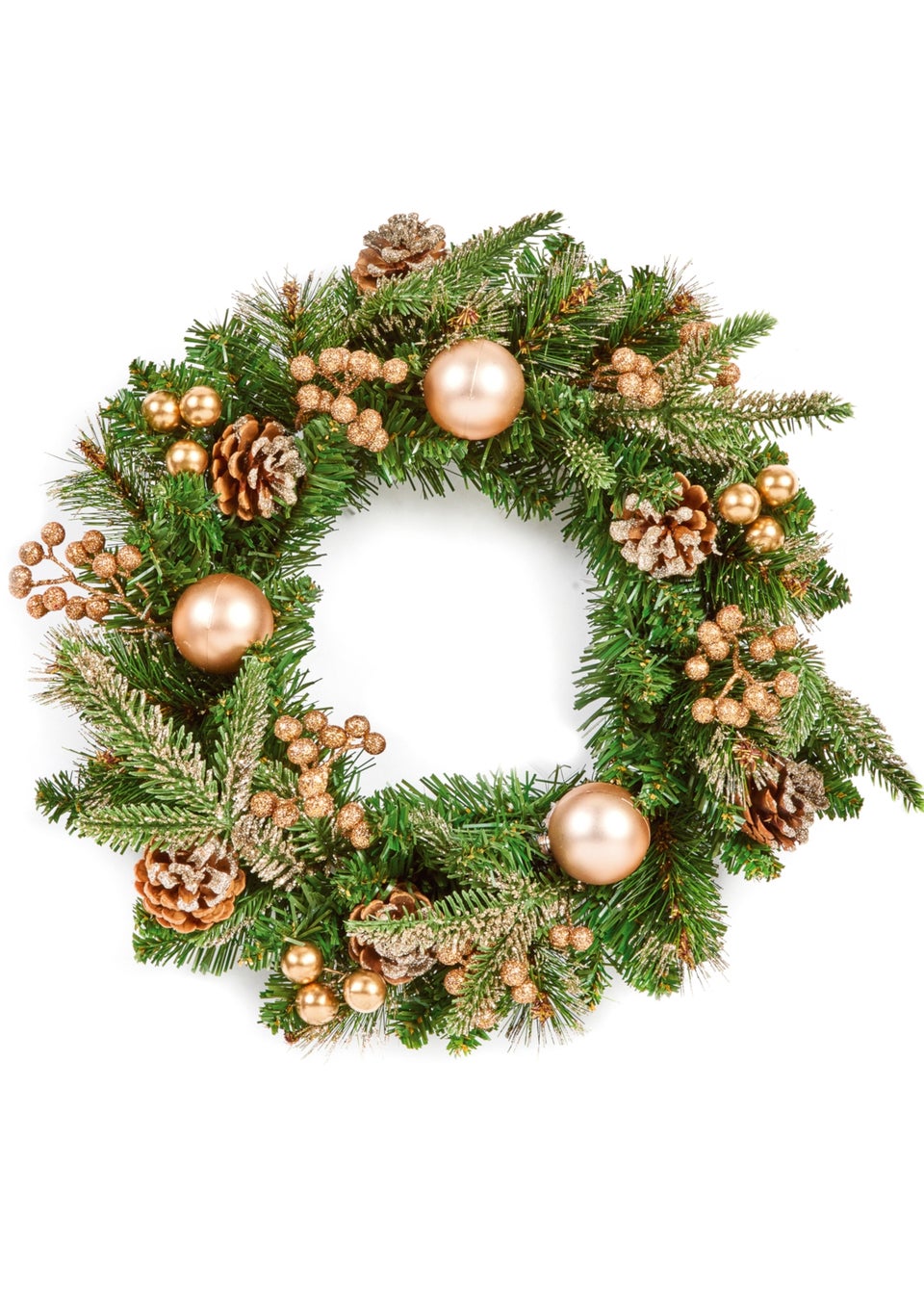 Premier Decorations Gold Baubles and Cones artificial Wreath 40cm