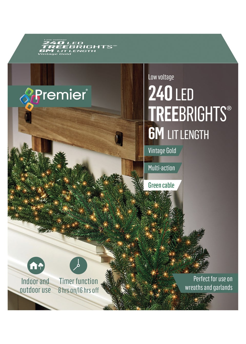 Premier Decorations 240 Vintage Gold LED Treebrights