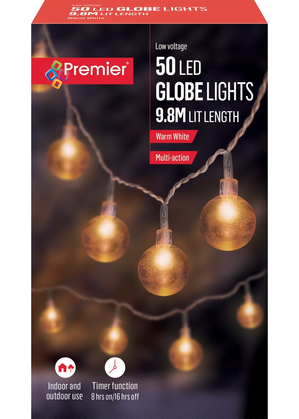 Premier Decorations 50 Warm White LED Globe Lights