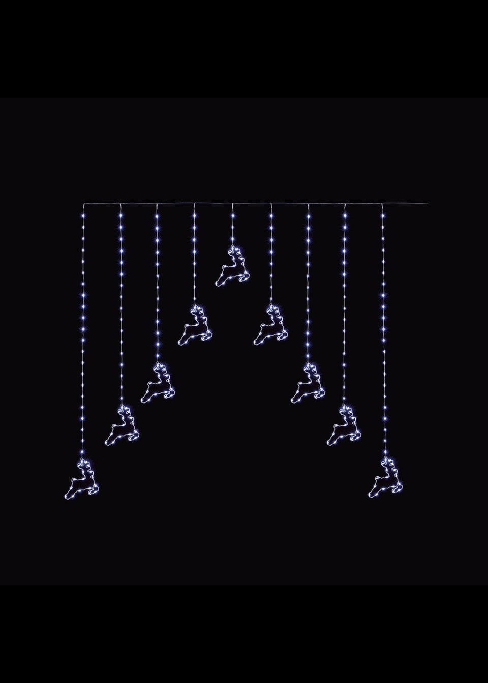 Premier Decorations 276 White LED Flexibrights Reindeer Curtain Light