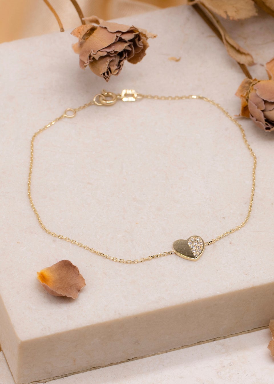 Golden Moments 9ct 2-Tone Gold CZ Heart Bracelet