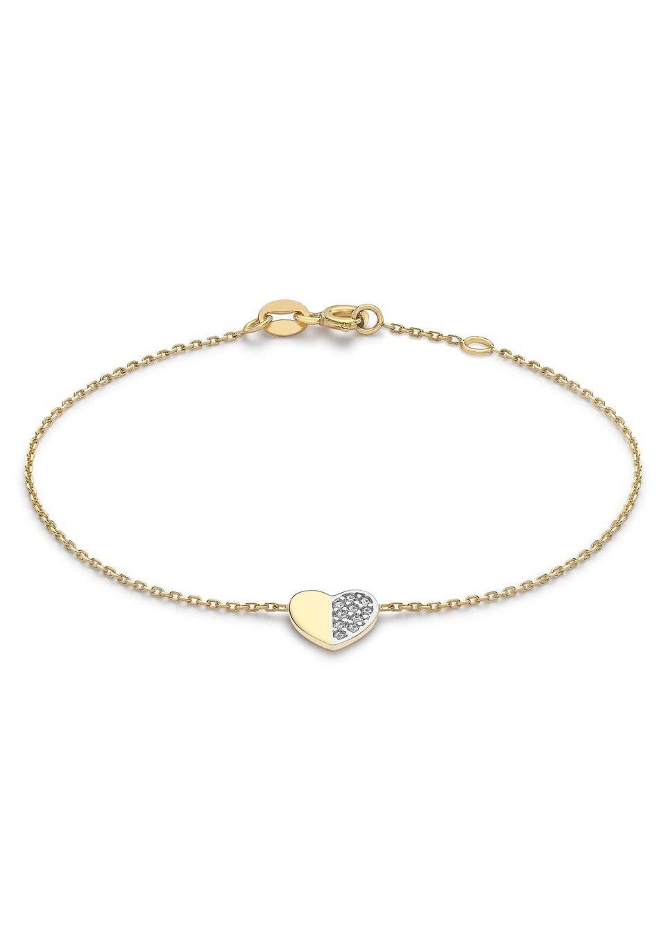 Golden Moments 9ct 2-Tone Gold CZ Heart Bracelet