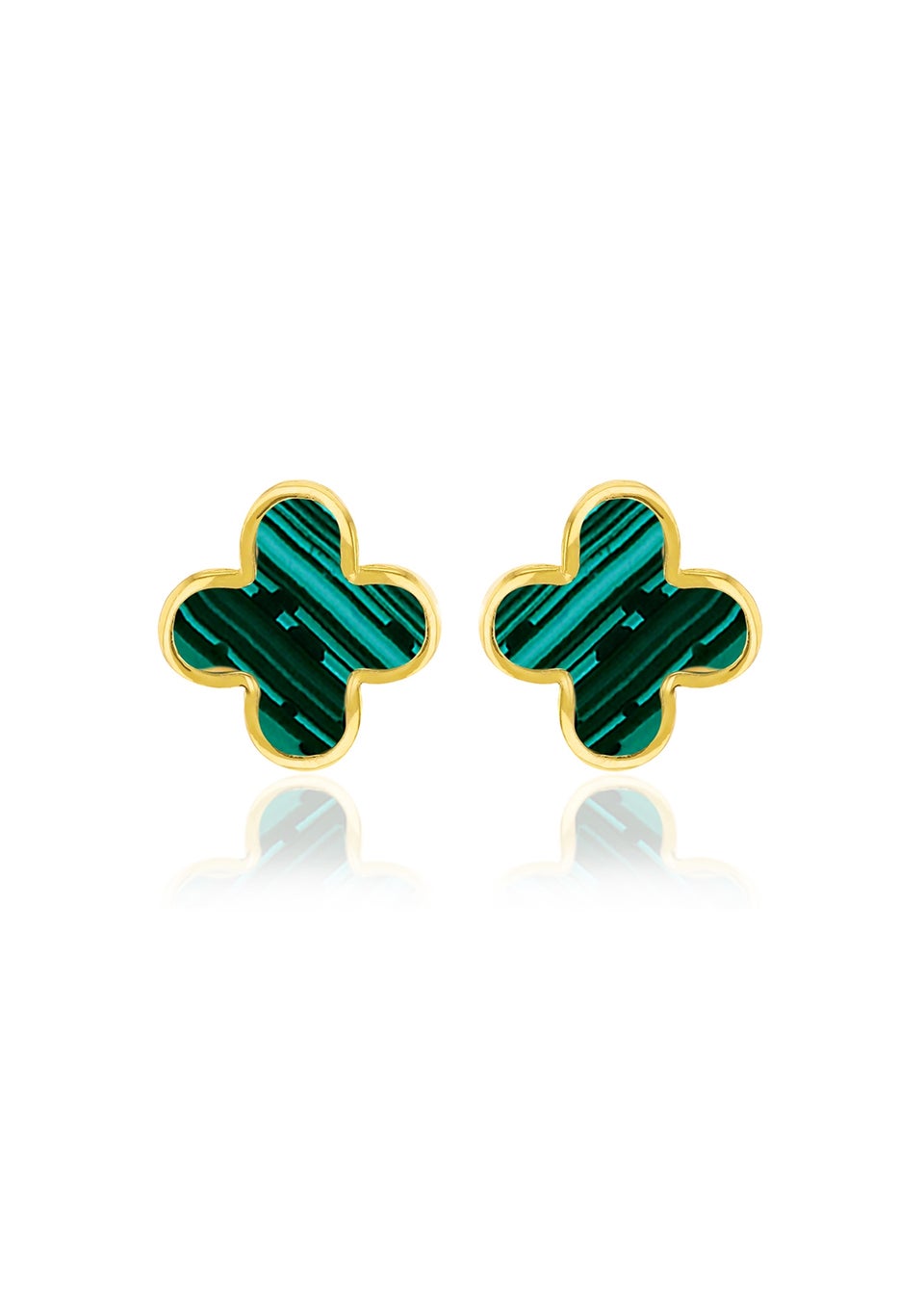 Golden Moments 9ct Yellow Gold Malachite Petal Studs