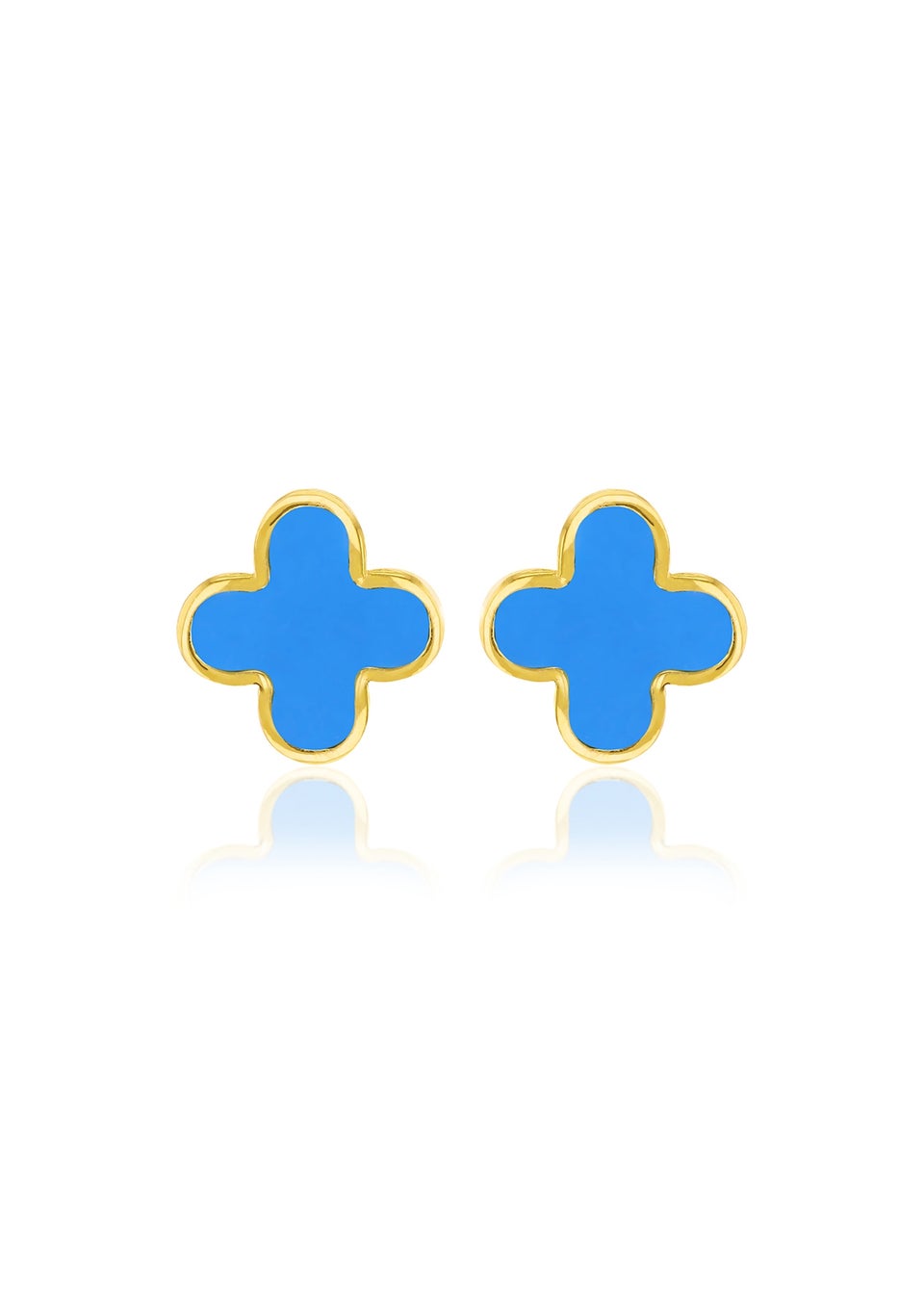 Golden Moments 9ct Yellow Gold Turquiose Petal Studs