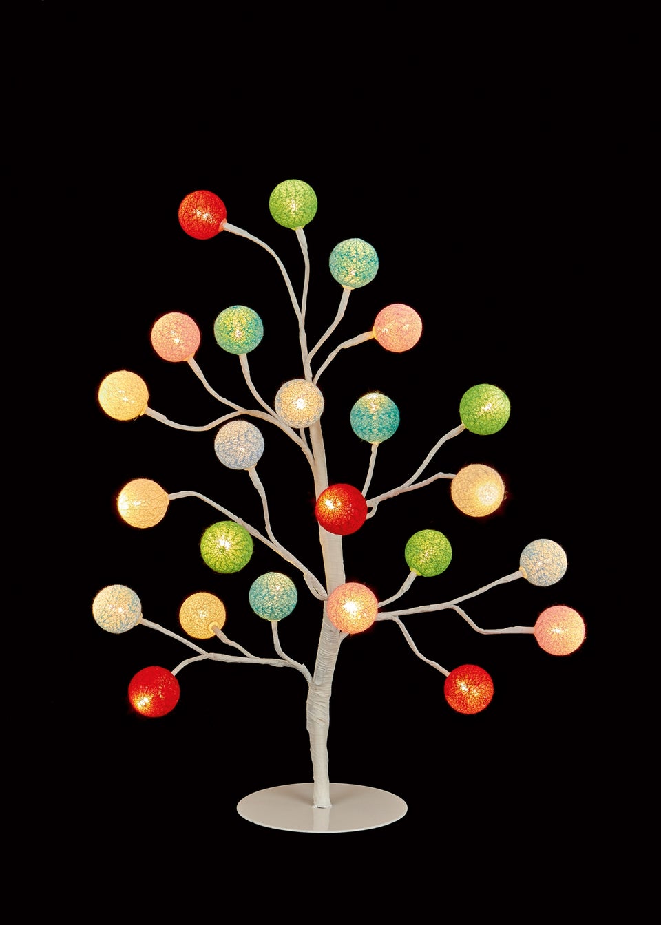 Premier Decorations Multi Coloured Ball Cap Tree with 24 Warm White LEDs 55cm