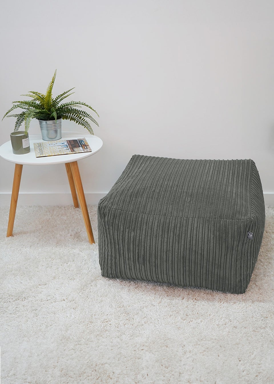 rucomfy Jumbo Cord Ottoman Slate Grey Beanbag