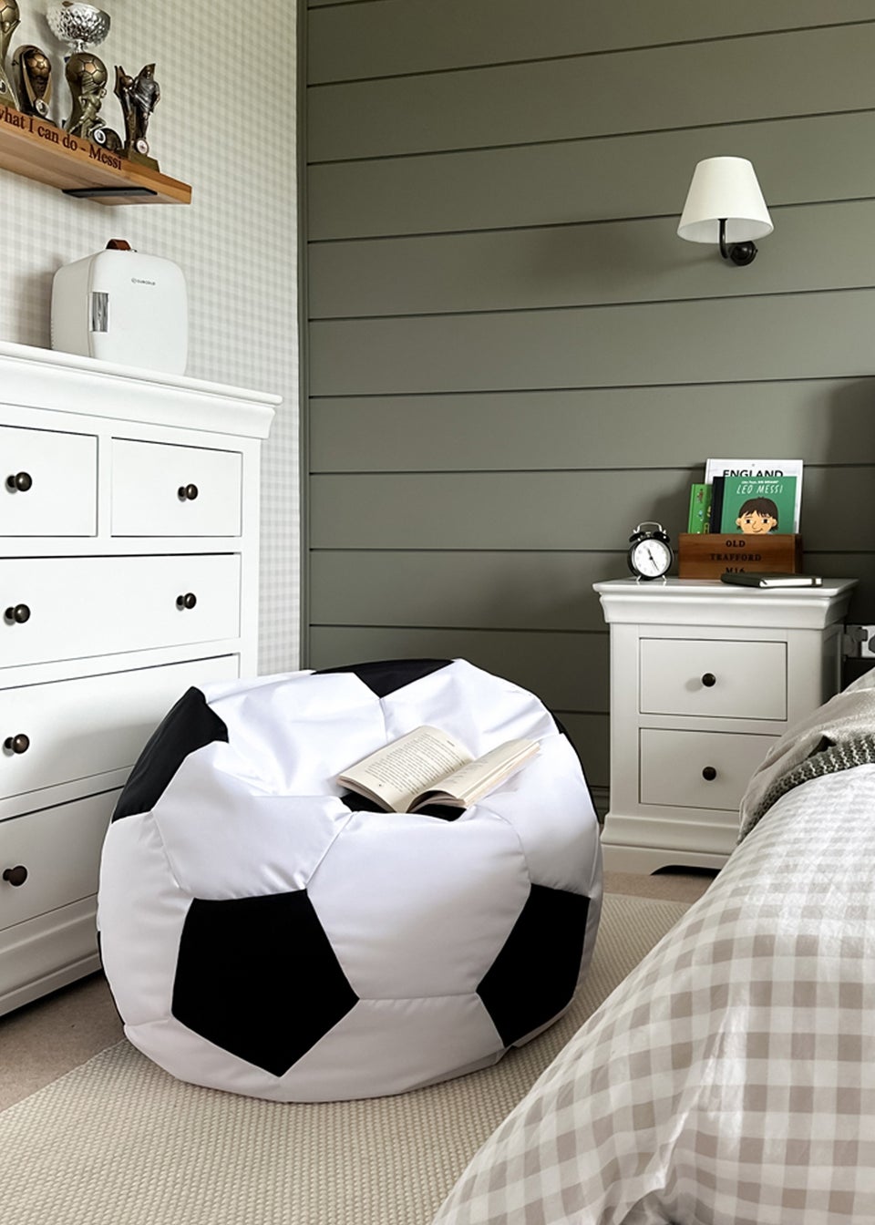 rucomfy Black White Outdoor Football Beanbag Matalan