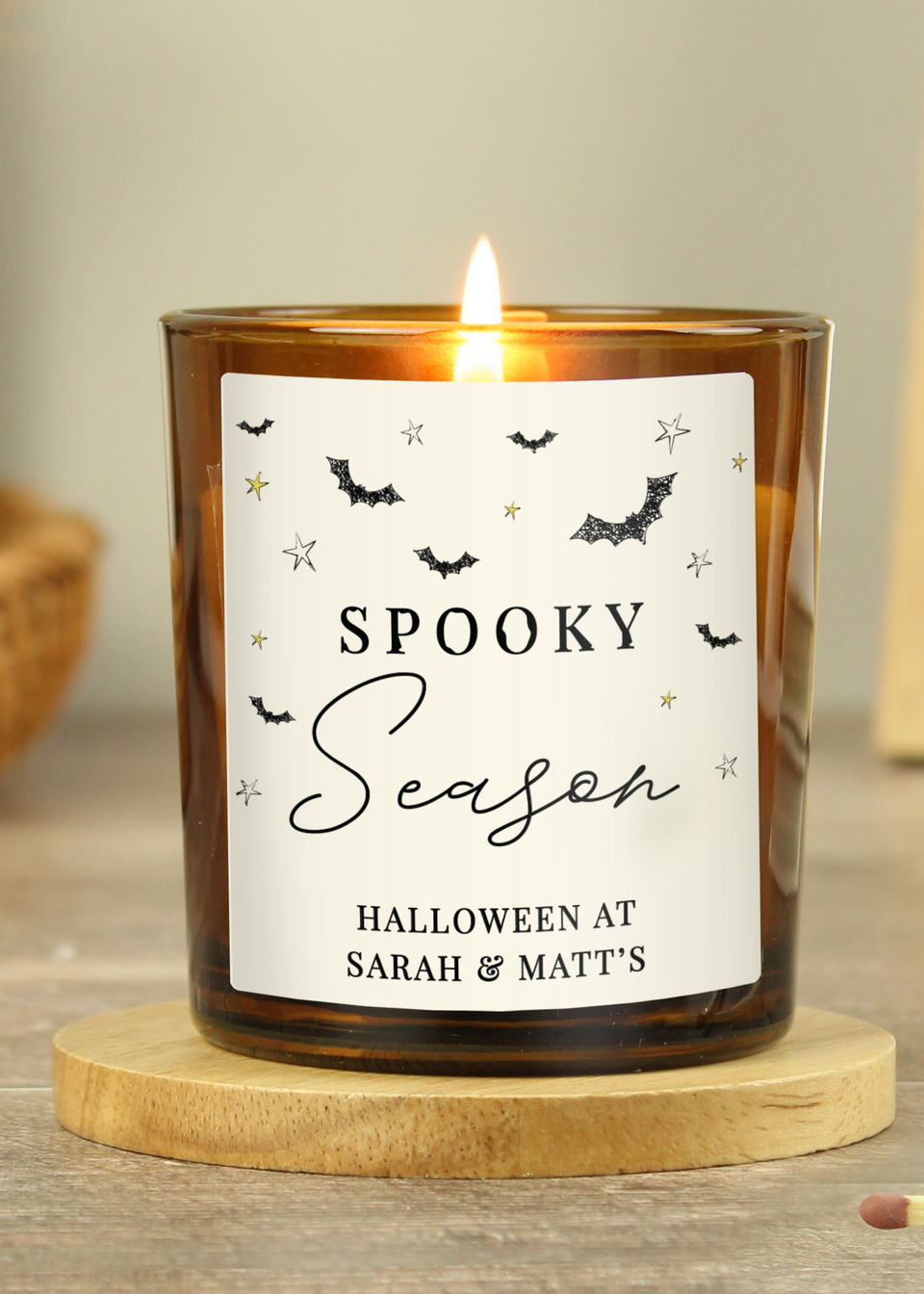 Personalised Memento Company Brown Spooky Amber Glass Candle