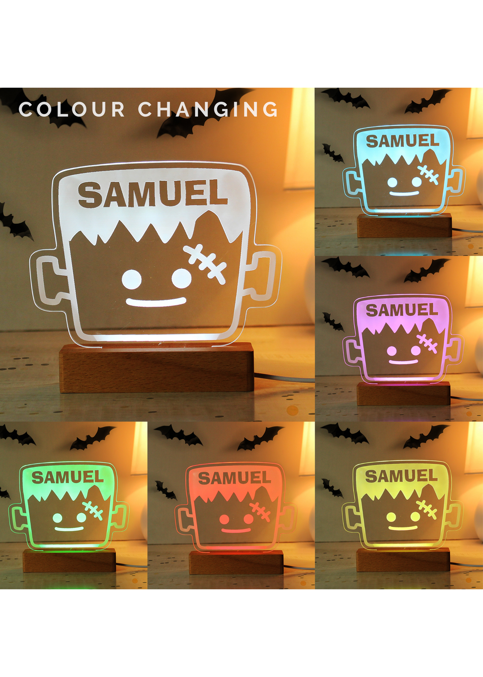 Personalised Memento Company Brown Frankenstein Wooden LED Light