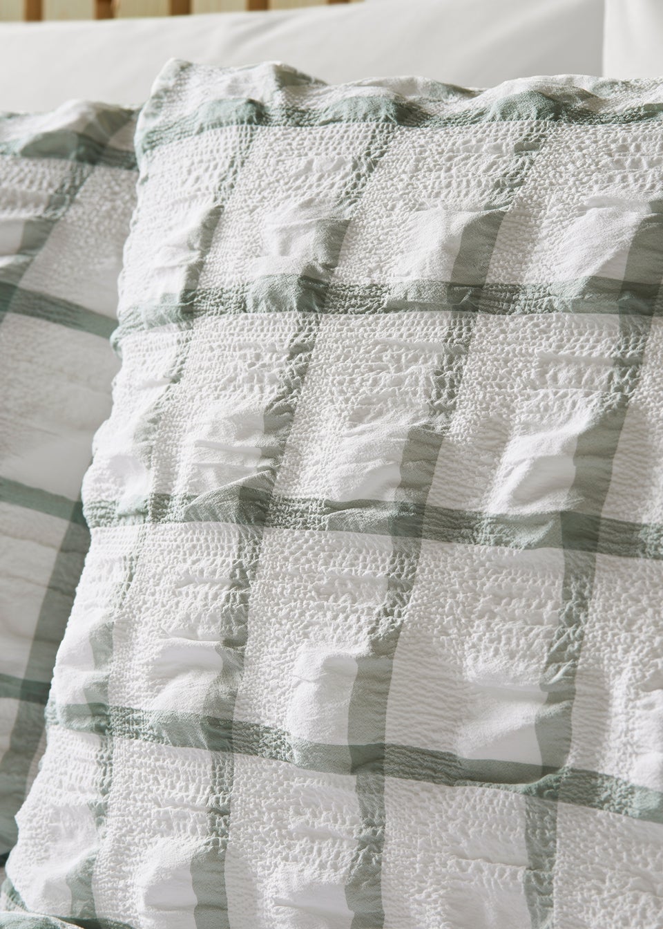Green Grid Check Seersucker Duvet Set