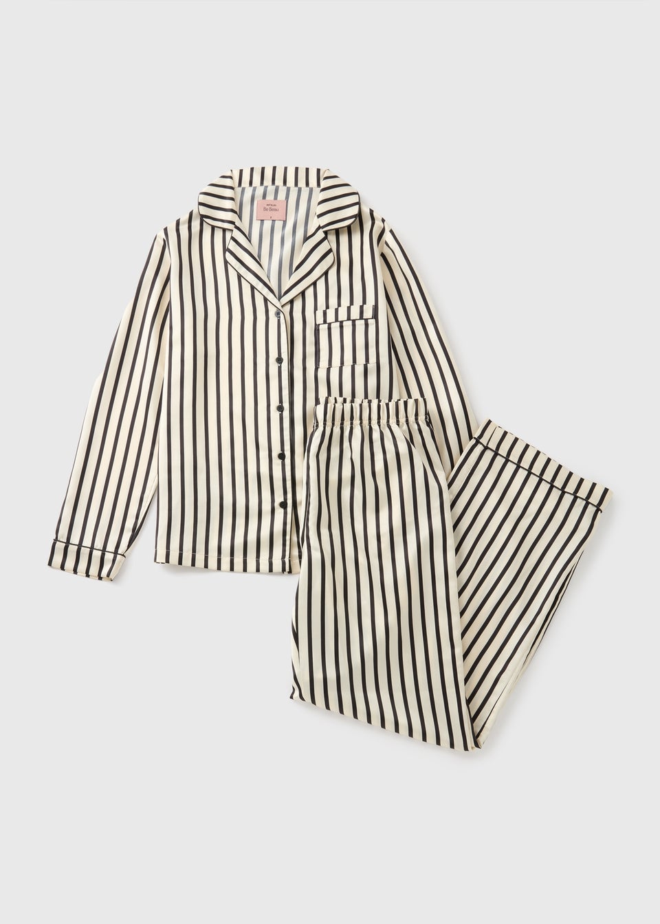 Black Stripe Satin Pyjama Set