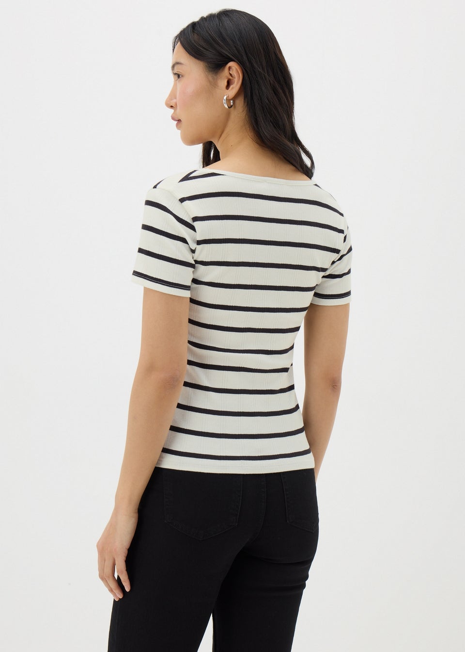 White Stripe Ribbed T-Shirt