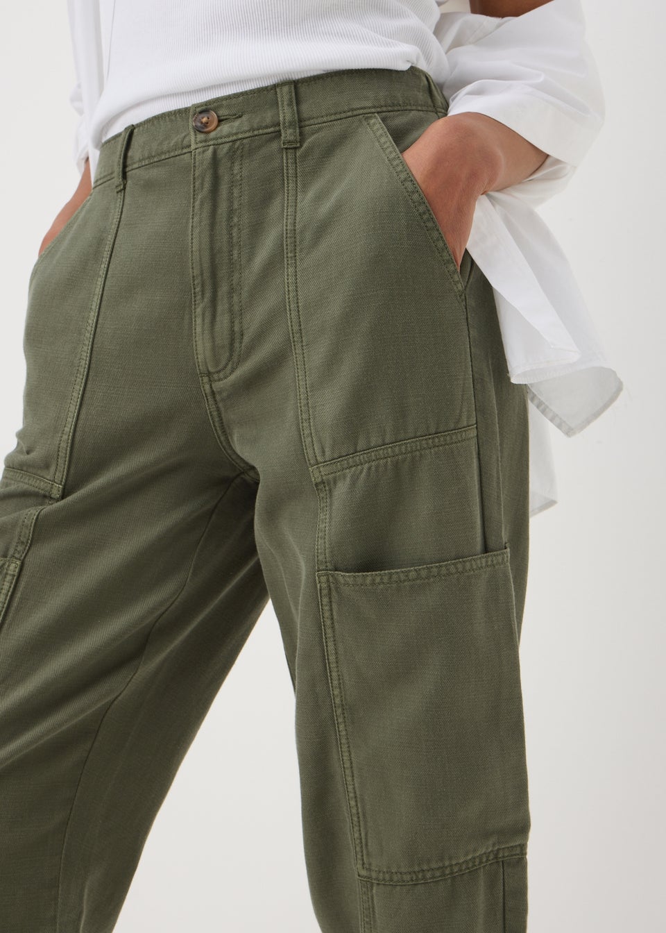 Khaki Utility Barrel Trousers