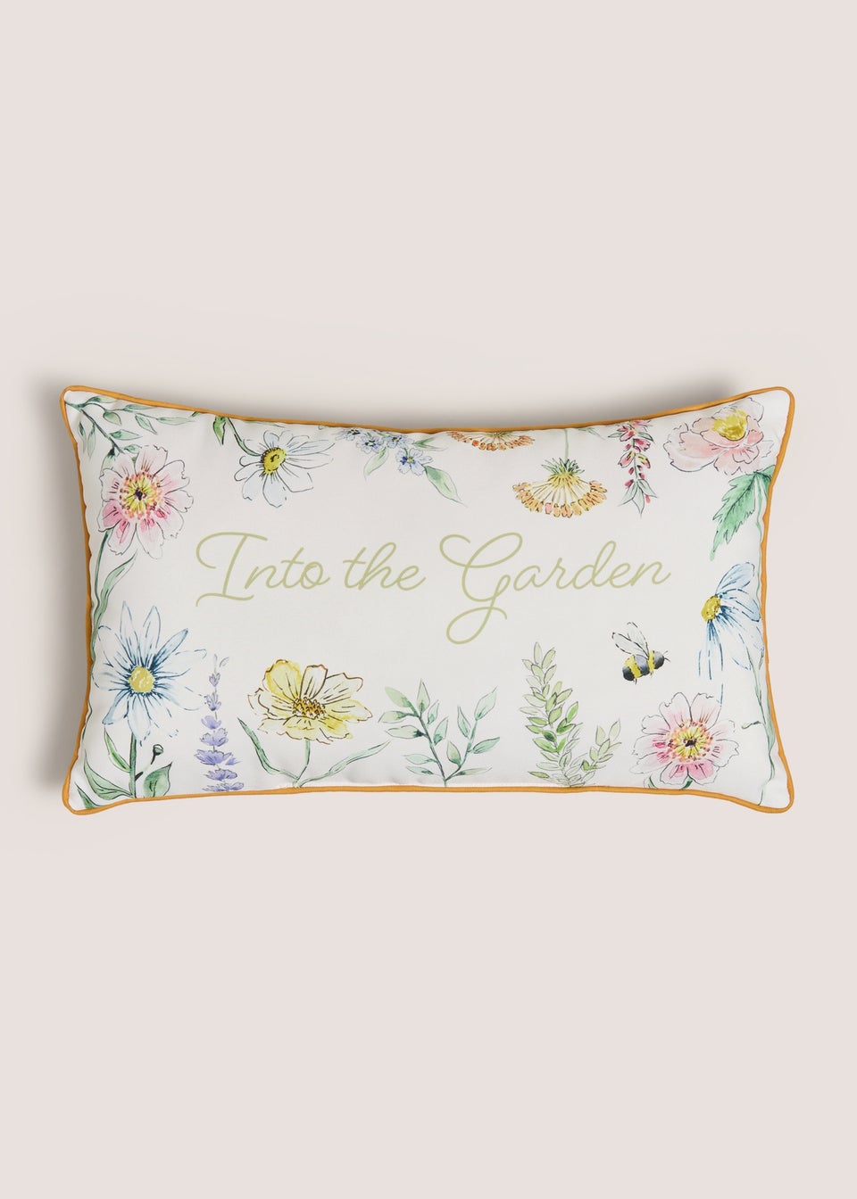 Outdoor Green Floral Bolster Cushion