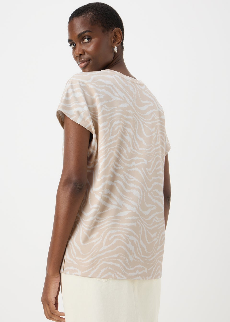Beige Animal Print Ponte T-Shirt