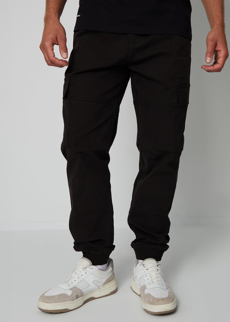 Threadbare Black Jogger Style Cargo Trousers with Stretch Matalan