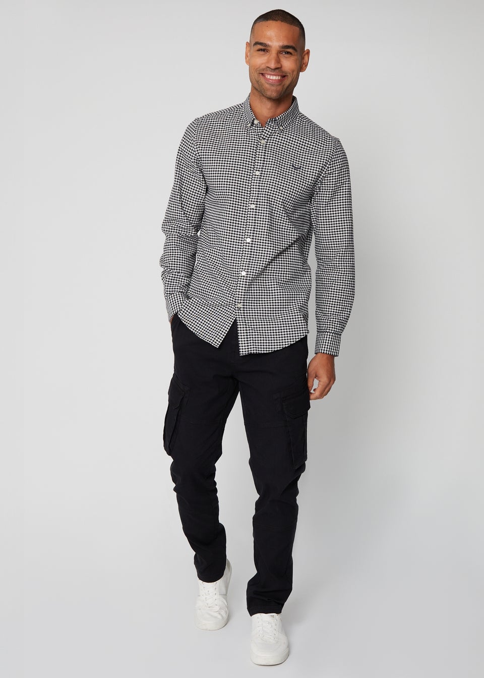 Threadbare Black Cotton Long Sleeve Check Shirt