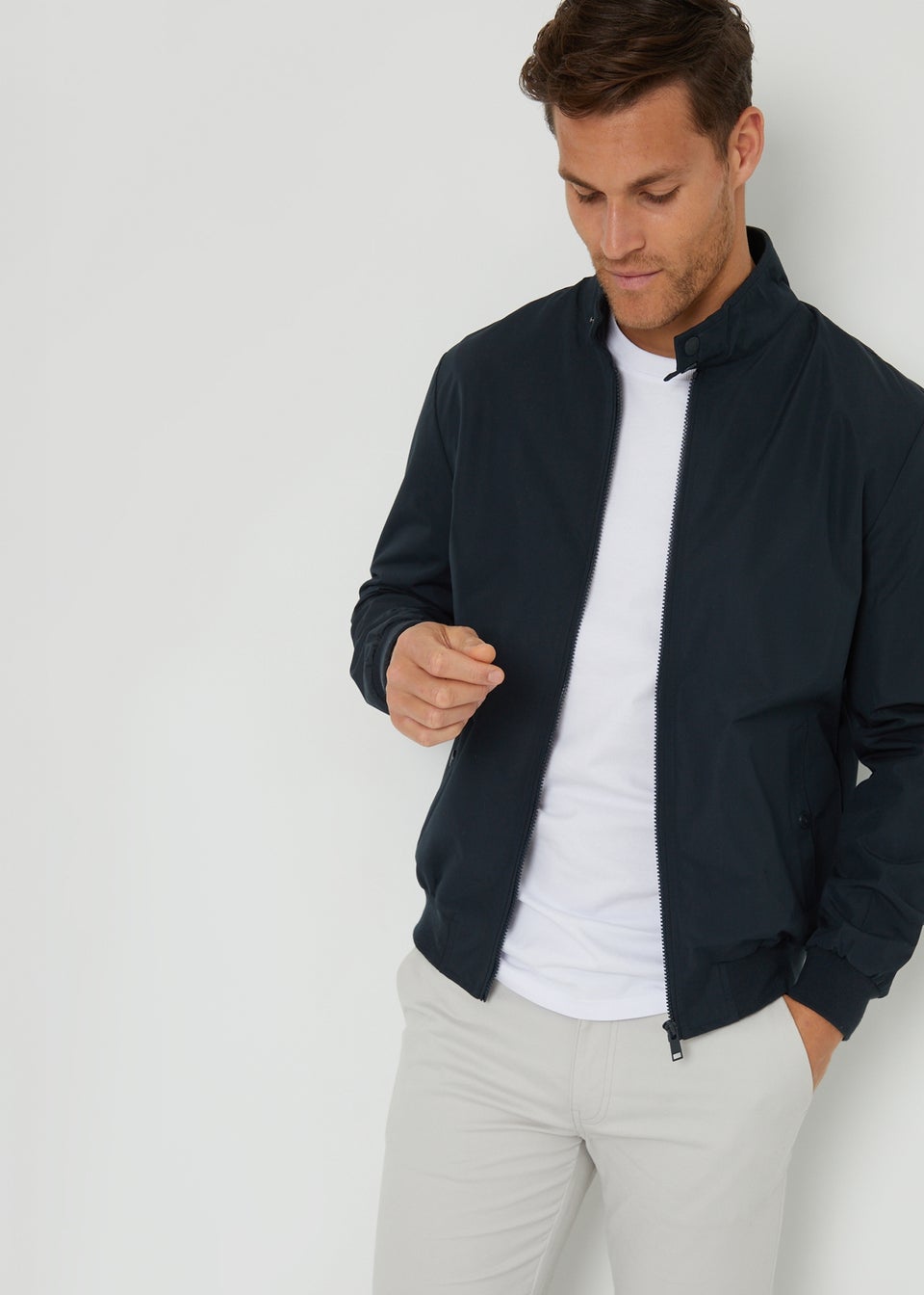 Threadbare Navy Showerproof Harrington Style Jacket