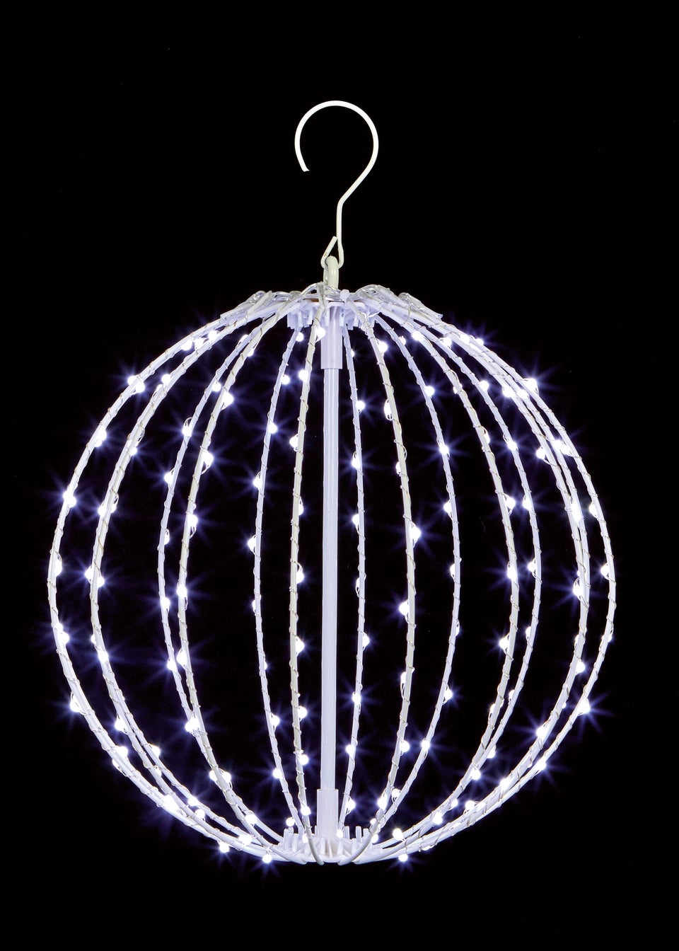 Premier Decorations Spinning Effect Hanging Ball with 160 White LEDs 30cm