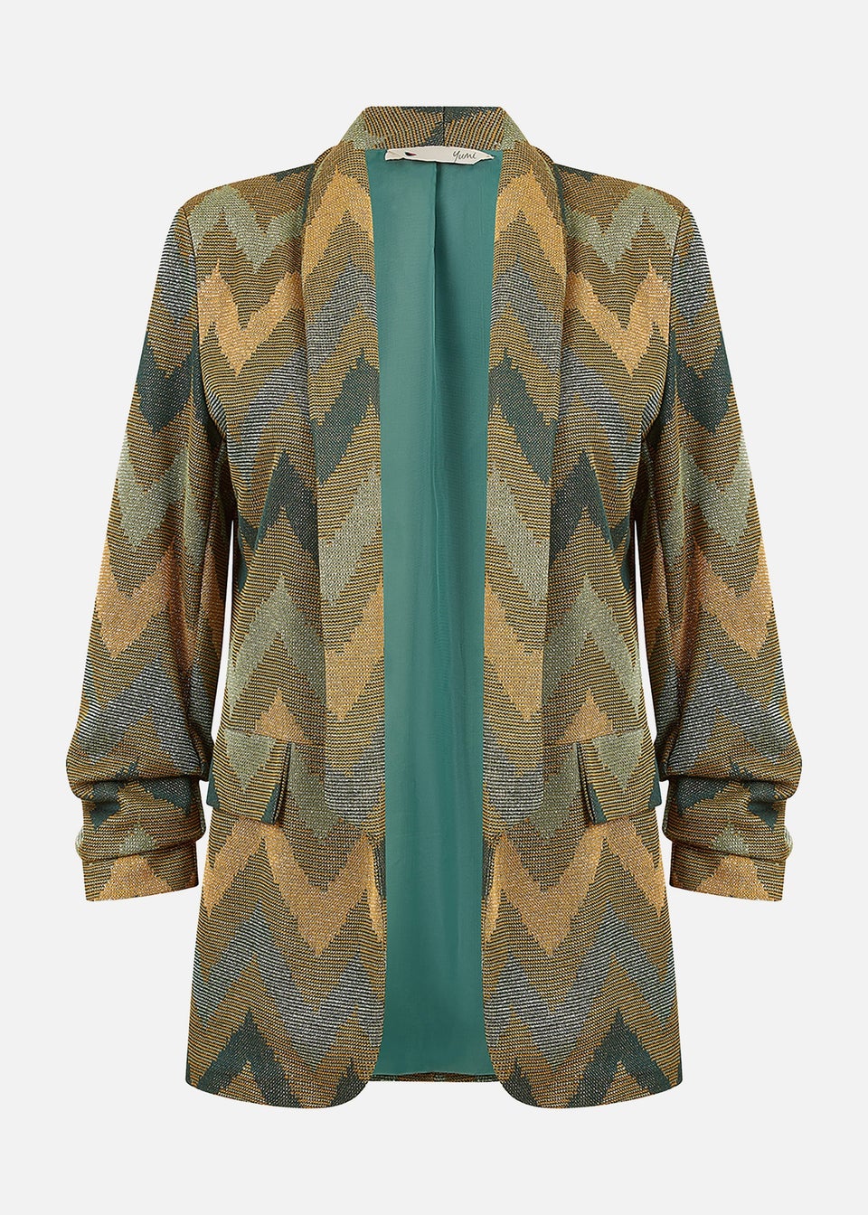 Yumi Green Chevron Relaxed Fit Blazer