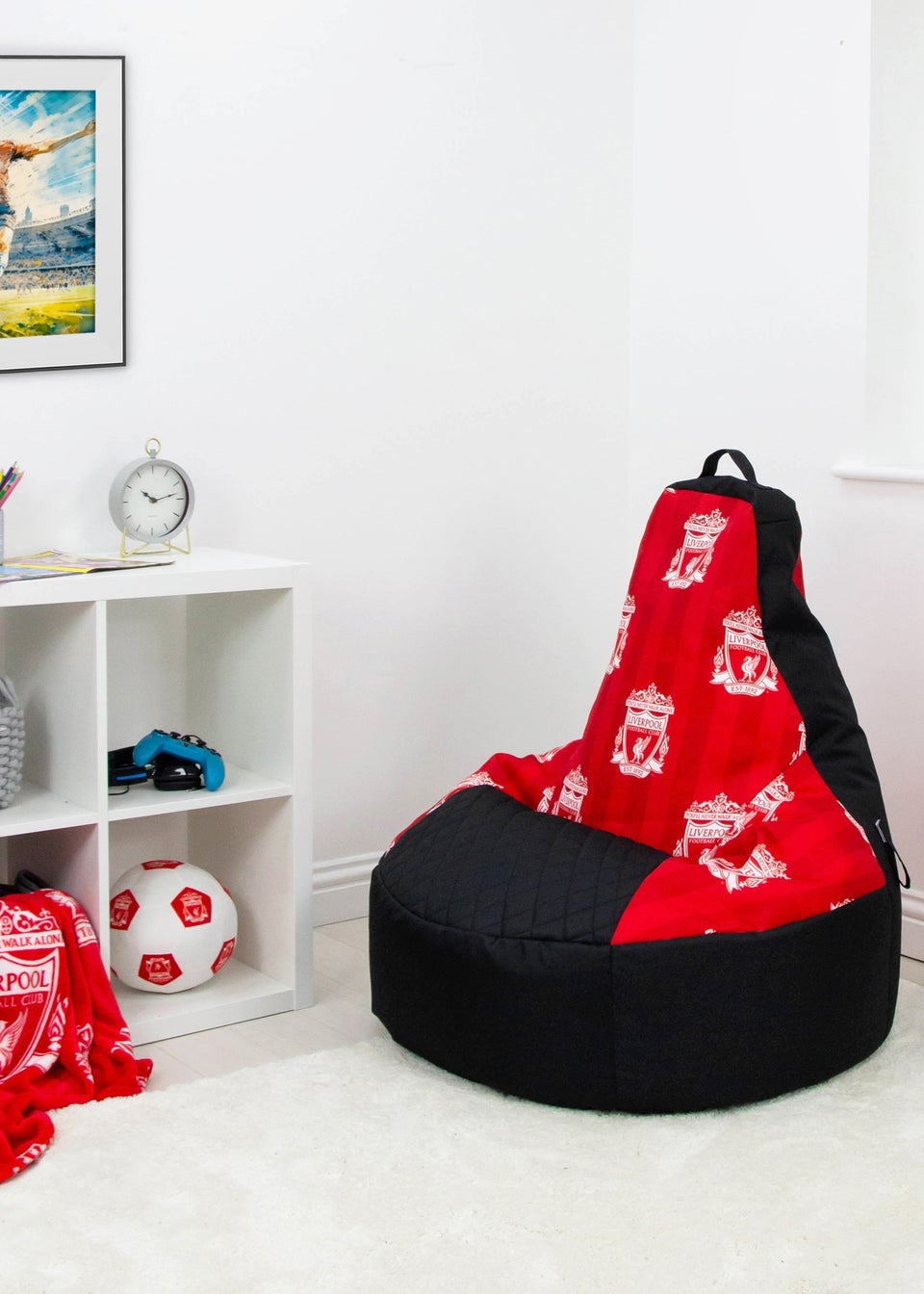 Liverpool High Back Red Lounging Gaming Bean Chair Matalan