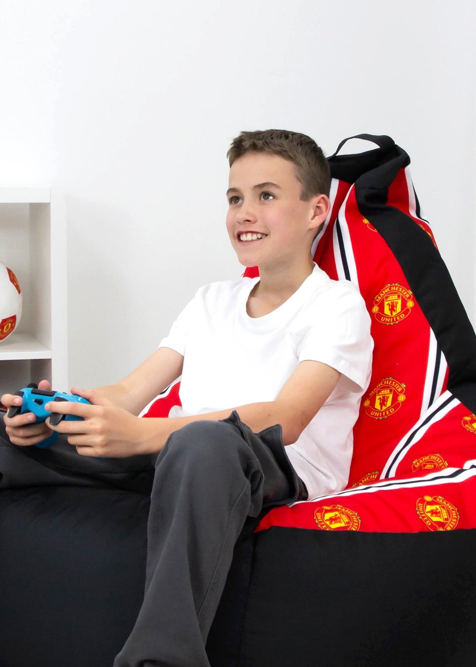 Manchester United High Back Red Lounging Gaming Bean Chair Matalan