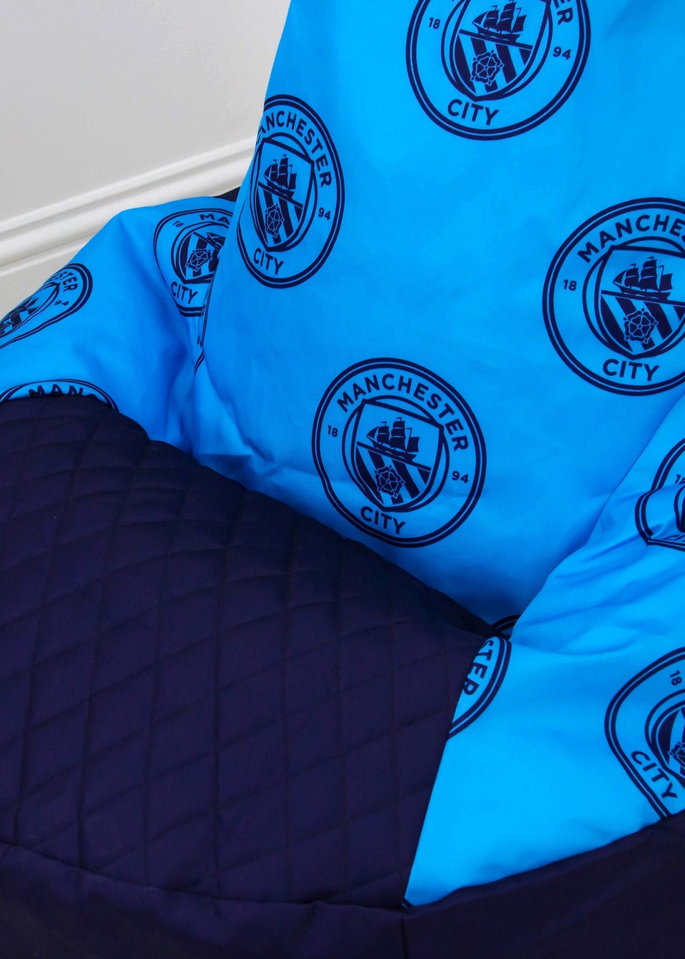 Manchester City High Back Blue Lounging Gaming Bean Chair Matalan
