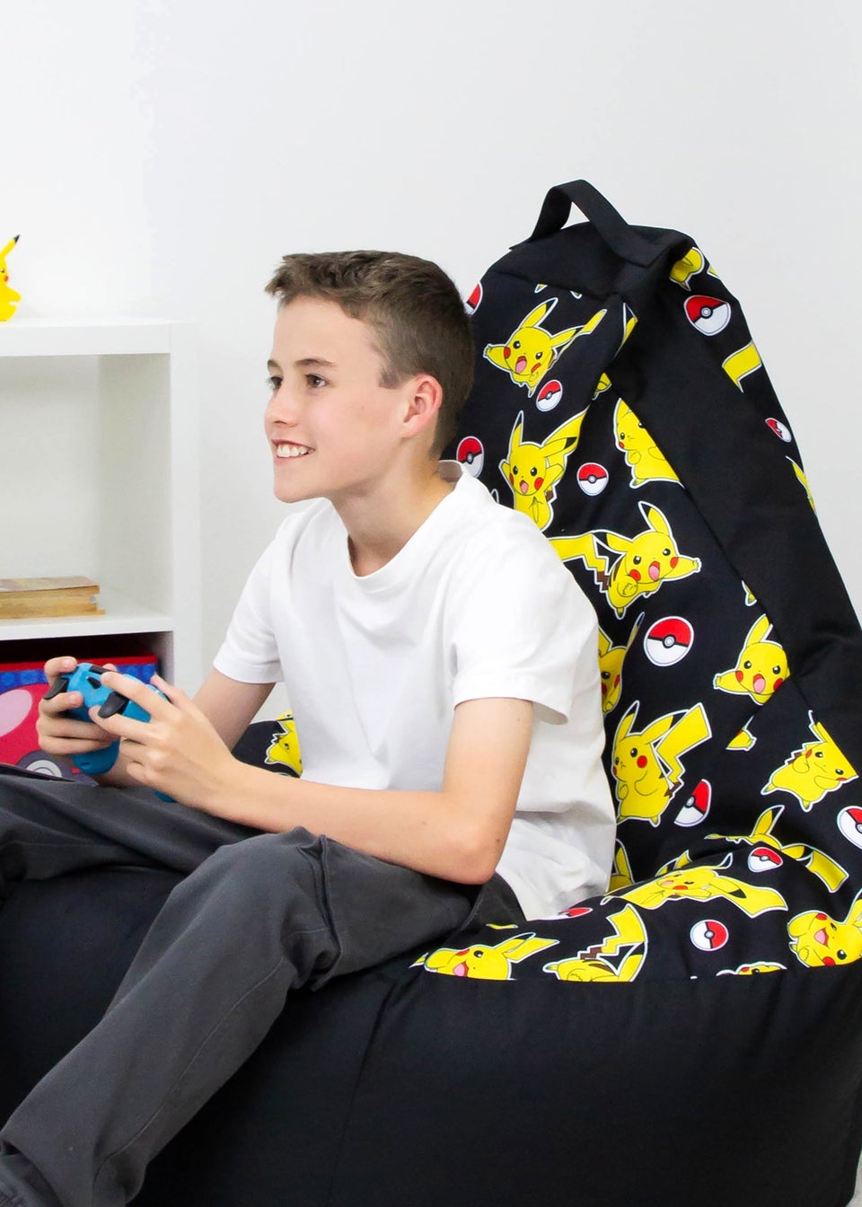 Pokemon High Back Yellow Lounging Gaming Bean Chair Matalan