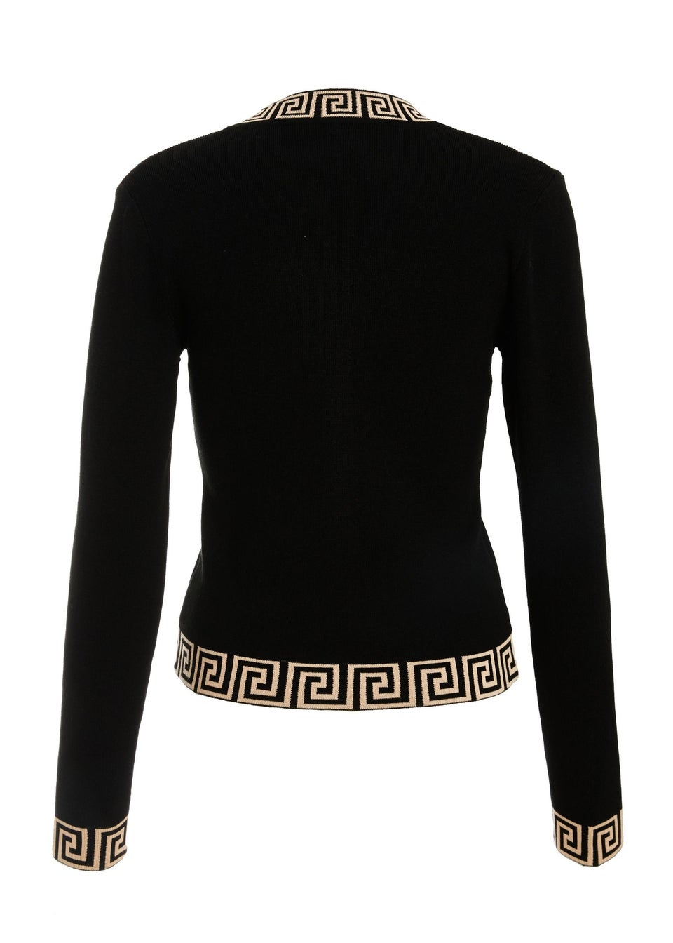 Quiz Black Knitted Geometric Trim Jumper